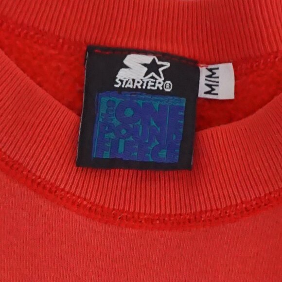 Vintage Starter Red Crewneck Sweatshirt 80s One Pound Fleece Retro Sport Style M - Picture 4 of 9